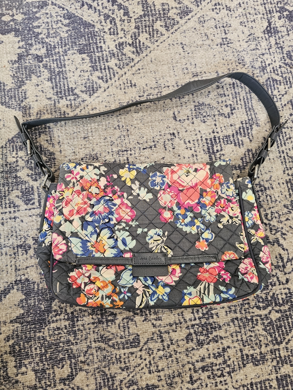 Vera Bradley Quilted Floral Crossbody Bag in Black Multi